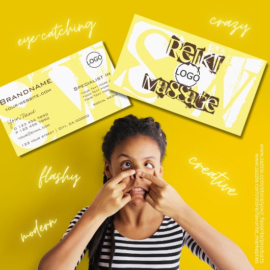 黄色スタイリッシュの白と茶色のロゴモノグラム 名刺