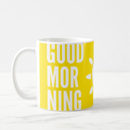 黄色スタイリッシュグッドモーニングサンティーコーヒーマグ コーヒーマグカップ (左)