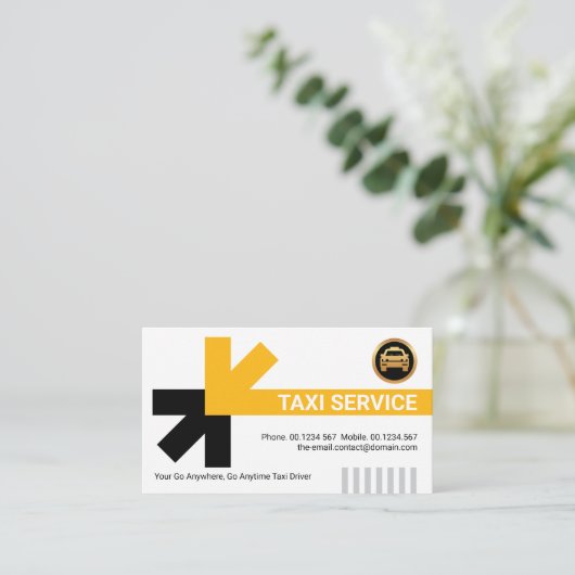 黄色スタイリッシュタクシー旅行路線タクシー運転手 名刺 (スタンド正面)