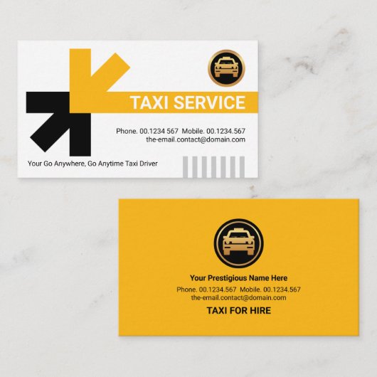 黄色スタイリッシュタクシー旅行路線タクシー運転手 名刺 (正面/裏面)