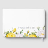 黄色スタイリッシュユニークホワイトローズフローラ金ゴールド ゲストブック (裏面)