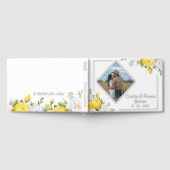 黄色スタイリッシュユニークホワイトローズフローラ金ゴールド ゲストブック (全面)