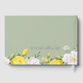 黄色スタイリッシュユニークホワイトローズフローラ金ゴールド ゲストブック (裏面)