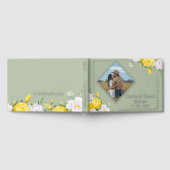 黄色スタイリッシュユニークホワイトローズフローラ金ゴールド ゲストブック (全面)