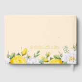 黄色スタイリッシュユニークホワイトローズフローラ金ゴールド ゲストブック (裏面)