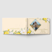 黄色スタイリッシュユニークホワイトローズフローラ金ゴールド ゲストブック (全面)