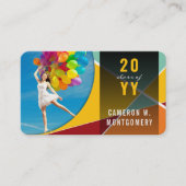 黄色スタイリッシュ幾何学線モダン写真卒業 コーリングカード (正面)