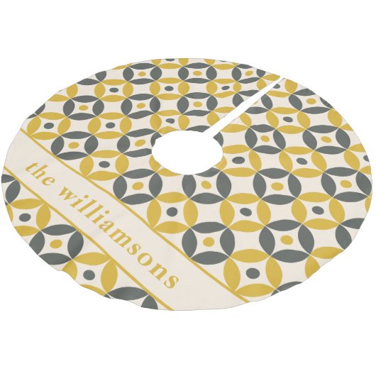 黄色スタイリッシュ灰色のジオメトパーソナライズされたリ ブラッシュドポリエステルツリースカート (アングル)