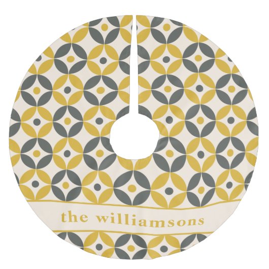 黄色スタイリッシュ灰色のジオメトパーソナライズされたリ ブラッシュドポリエステルツリースカート (正面)