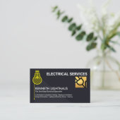 黄色スタイリッシュ電球の電源スイッチ 名刺 (スタンド正面)