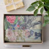 黄色ストライプい花と鳥のティッシュペーパー 薄葉紙 (ギフト)