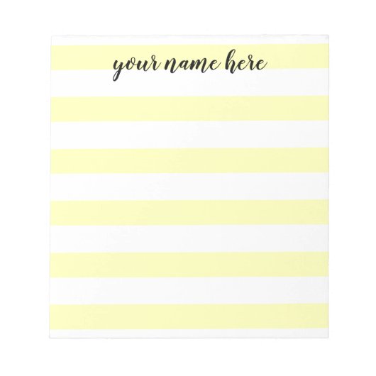 黄色ストライプのパーソナライズされたメモ帳 ノートパッド (正面)