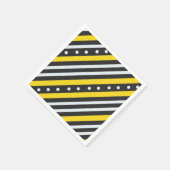 黄色ストライプの黒い泡 スタンダードカクテルナプキン (角)