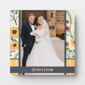 黄色ストライプデイジーカスタマイズ写真名 フォトプラーク (正面)