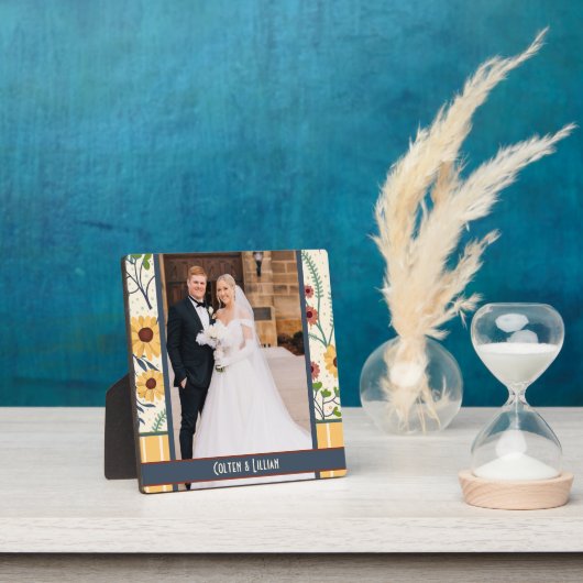 黄色ストライプデイジーカスタマイズ写真名 フォトプラーク (インサイチュ)