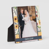 黄色ストライプデイジーカスタマイズ写真名 フォトプラーク (正面)