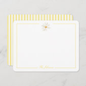 黄色ストライプデイジーパーソナライズされた文具 ノートカード (正面/裏面)