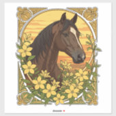 黄色スペインののジャスミンに囲まれた馬の品種 シール (シート)