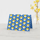 黄色スマイル顔と医療用マスク誕生日 カード (黄色い花)