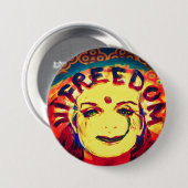 黄色スマイル顔for Freedom 缶バッジ (正面&裏面)