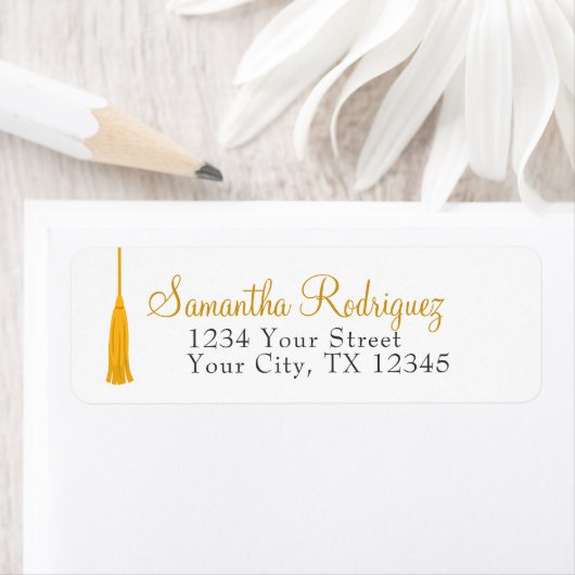 黄色タッセル卒業ラベル ラベル (インサイチュ)