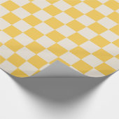 黄色チェッ市松模様にクボードパターン ラッピングペーパー (角)