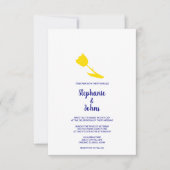 黄色チューリップフローラネービーブルーホワかわいらしイト結婚ズ 招待状 (正面)