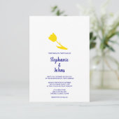 黄色チューリップフローラネービーブルーホワかわいらしイト結婚ズ 招待状 (スタンド正面)