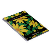 黄色デイジーの緑の葉花 ノートブック (右側)