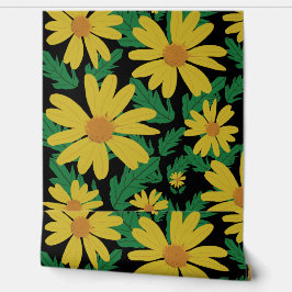 黄色デイジーの緑の葉花 壁紙