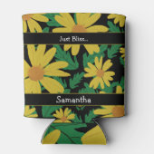 黄色デイジーの緑の葉花 缶クーラー (裏面)