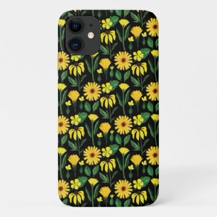 黄色デイジーデザインオンブラック iPhone 11 ケース