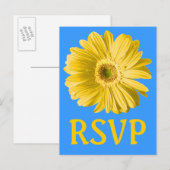黄色デイジーフラワーRSVPまたはカスタム インビテーションポストカード (正面/裏面)