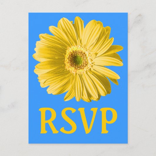 黄色デイジーフラワーRSVPまたはカスタム インビテーションポストカード (正面)