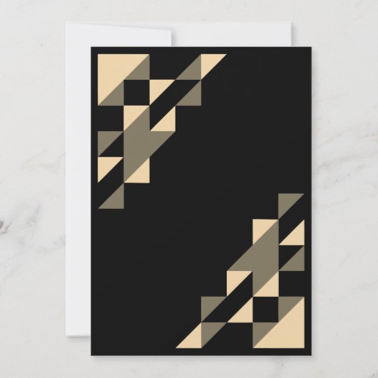 黄色デイジー三角形ジオメトリブラック誕生日 招待状 (裏面)