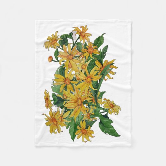 黄色デイジー毛布 フリースブランケット (正面)