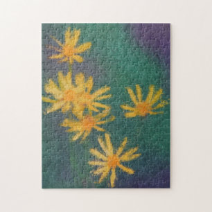 黄色デイジー花印象派絵画写真 ジグソーパズル