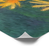 黄色デイジー花印象派絵画写真 ポスター (角)