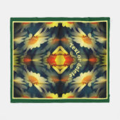 黄色デイジー花抽象芸術 パーソナライズされた フリースブランケット (正面(横))