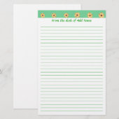 黄色デイジー花文緑文文具 便箋 (正面/裏面)