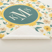 黄色デイジー花柄 シェルパブランケット (3/4)