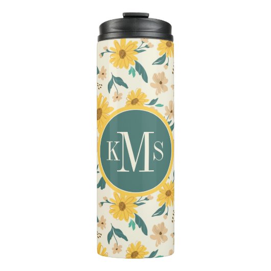 黄色デイジー花柄 タンブラー (正面)