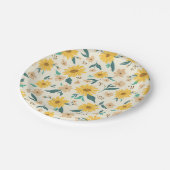 黄色デイジー花柄 ペーパープレート (アングル)