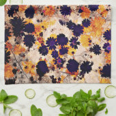 黄色デイジー花花柄デジタルアート キッチンタオル (折り畳み)