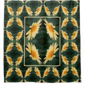 黄色デイジー花詰め模様 シャワーカーテン (正面)