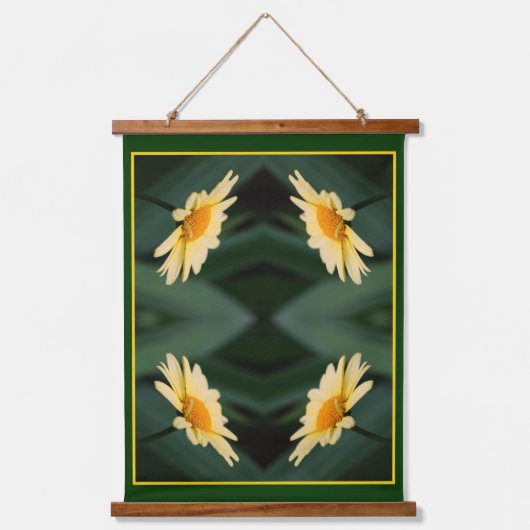 黄色デイジー花閉じる抽象芸術 吊り下げ型タペストリー (正面)
