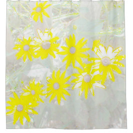 黄色デイジー黄色と灰色のシャワーカーテン シャワーカーテン