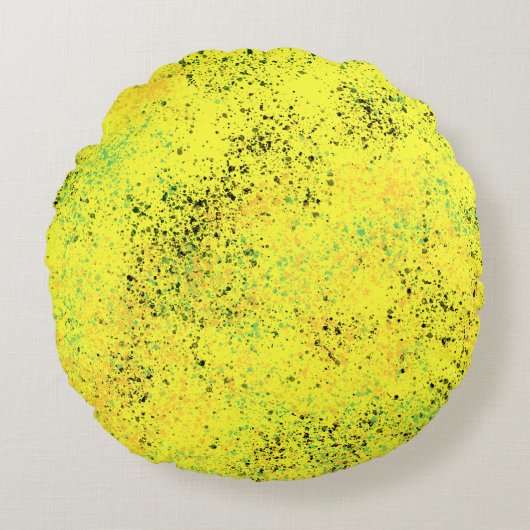 黄色デザイン枕 ラウンドクッション (正面)