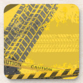 黄色トラックのタイヤトレース コースター (正面)
