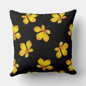 黄色ドライ葉名前をカスタムするブラック クッション (裏面)